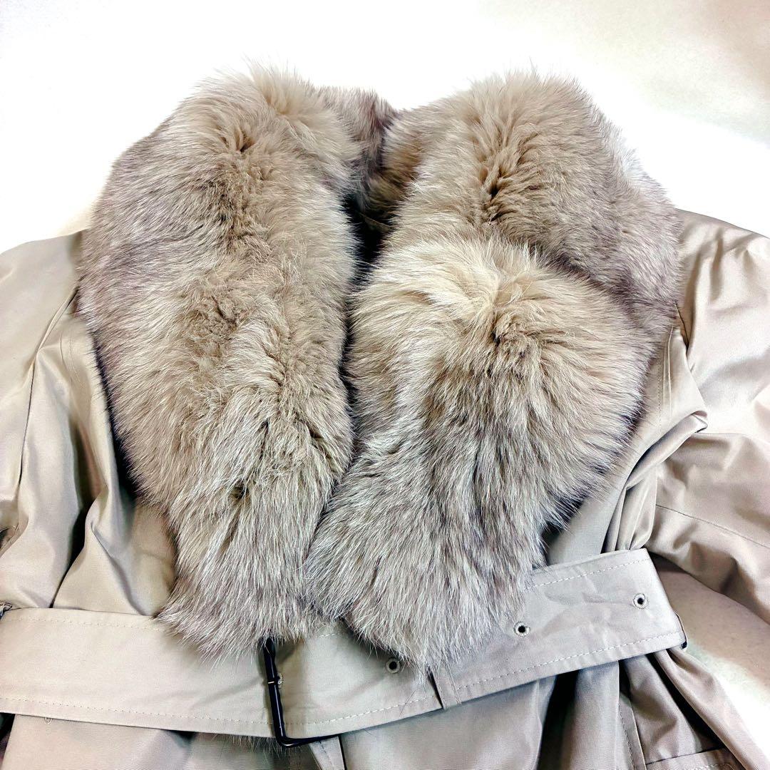 イタリア製 EMBA 絹 シルク ロングコートフォックスファー ファーライナー