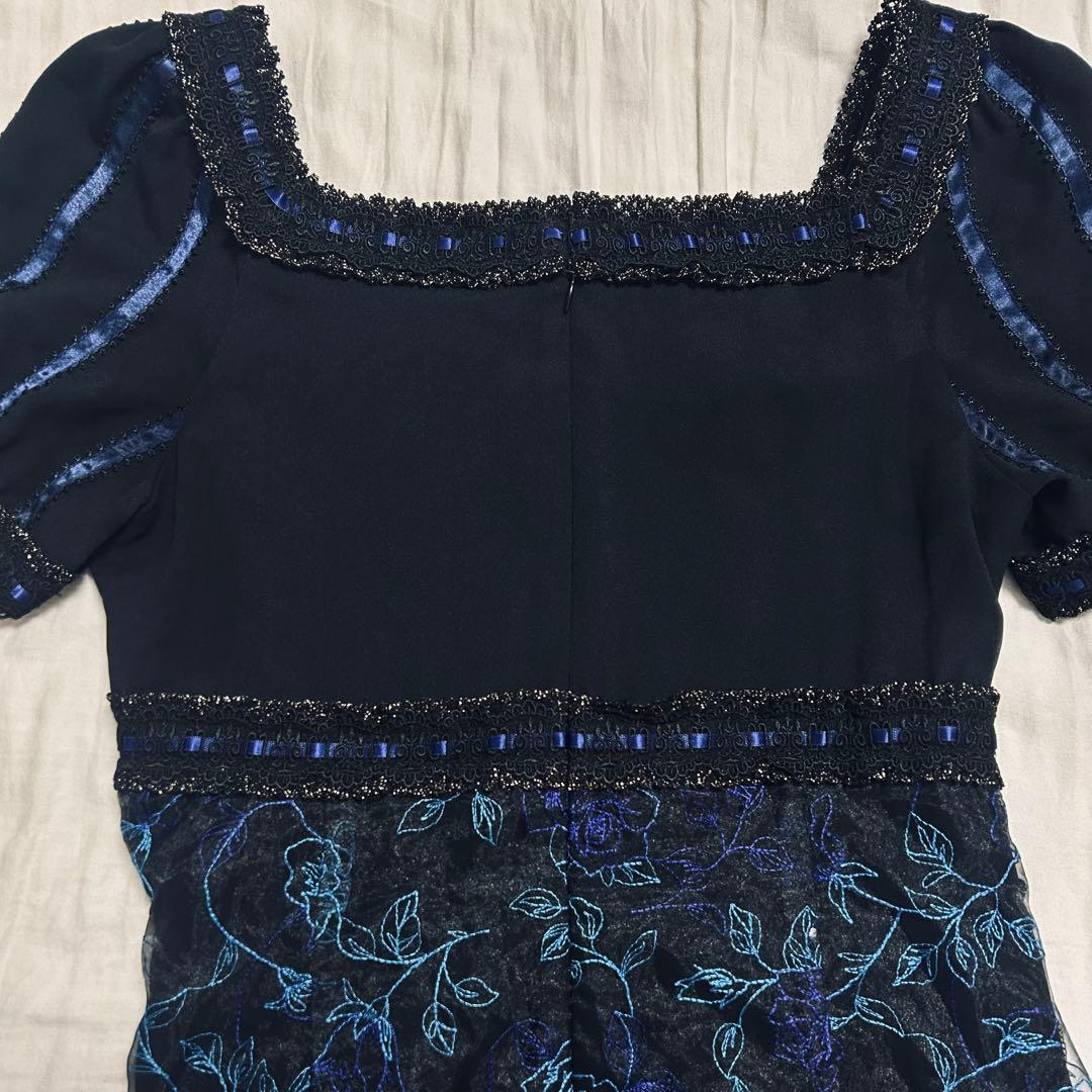 Moi-même-Moitié オーガンジー薔薇・ハイウェストロングドレス