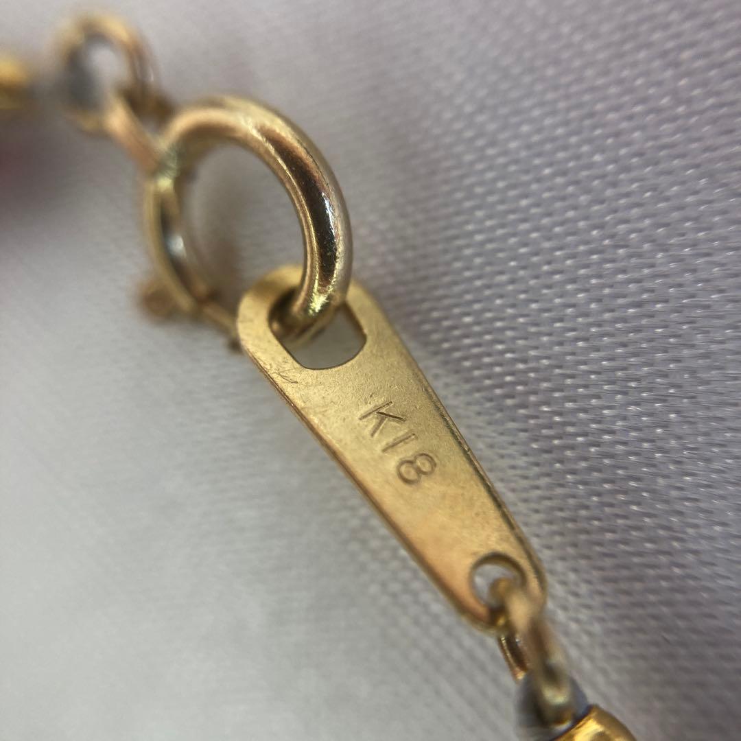 <美品> K18 トルマリン　ネックレス　ブレスレット　天然石　グリーン　ピンク