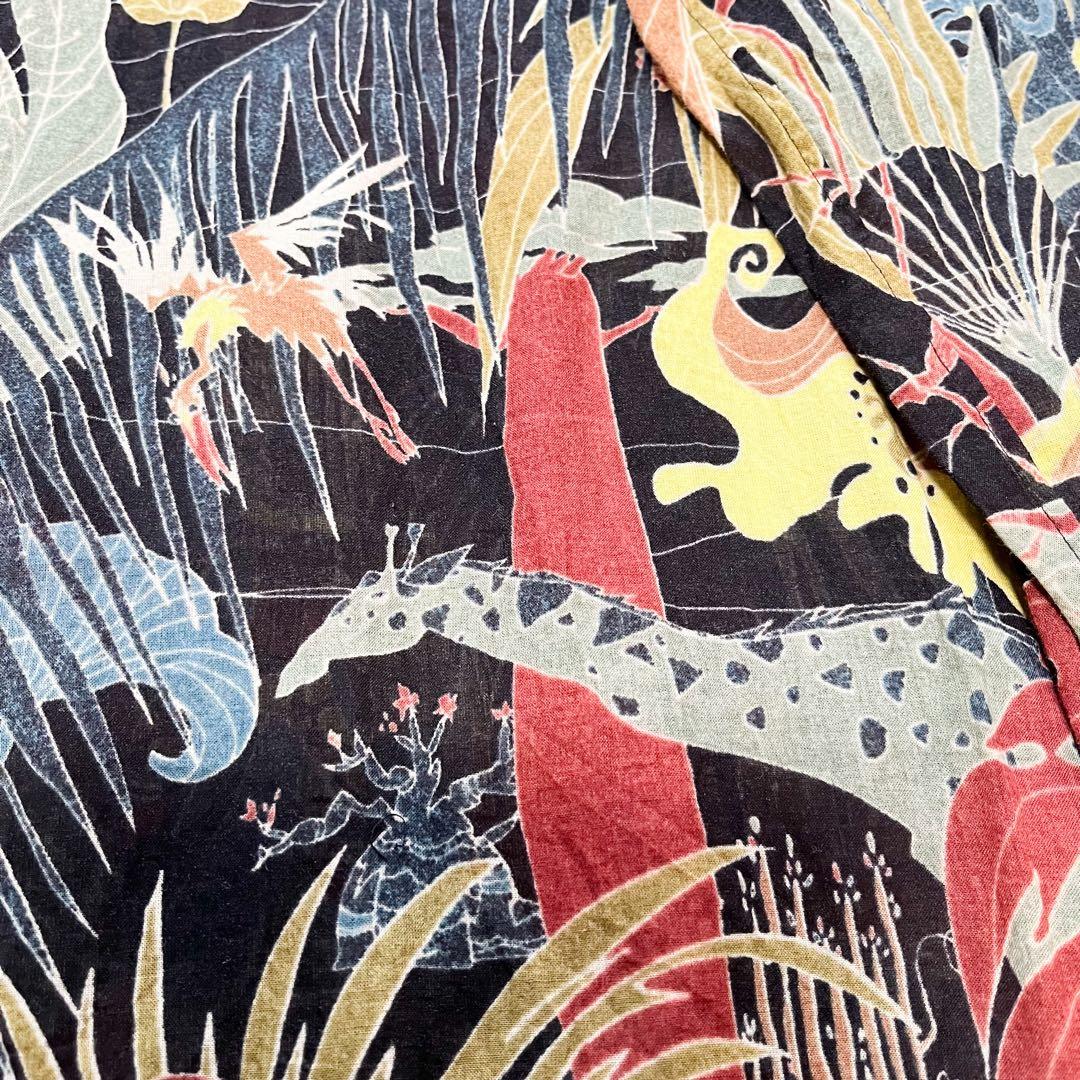 ヨーガンレール　ロングワンピース　動物　葉っぱ　民族　ワニ