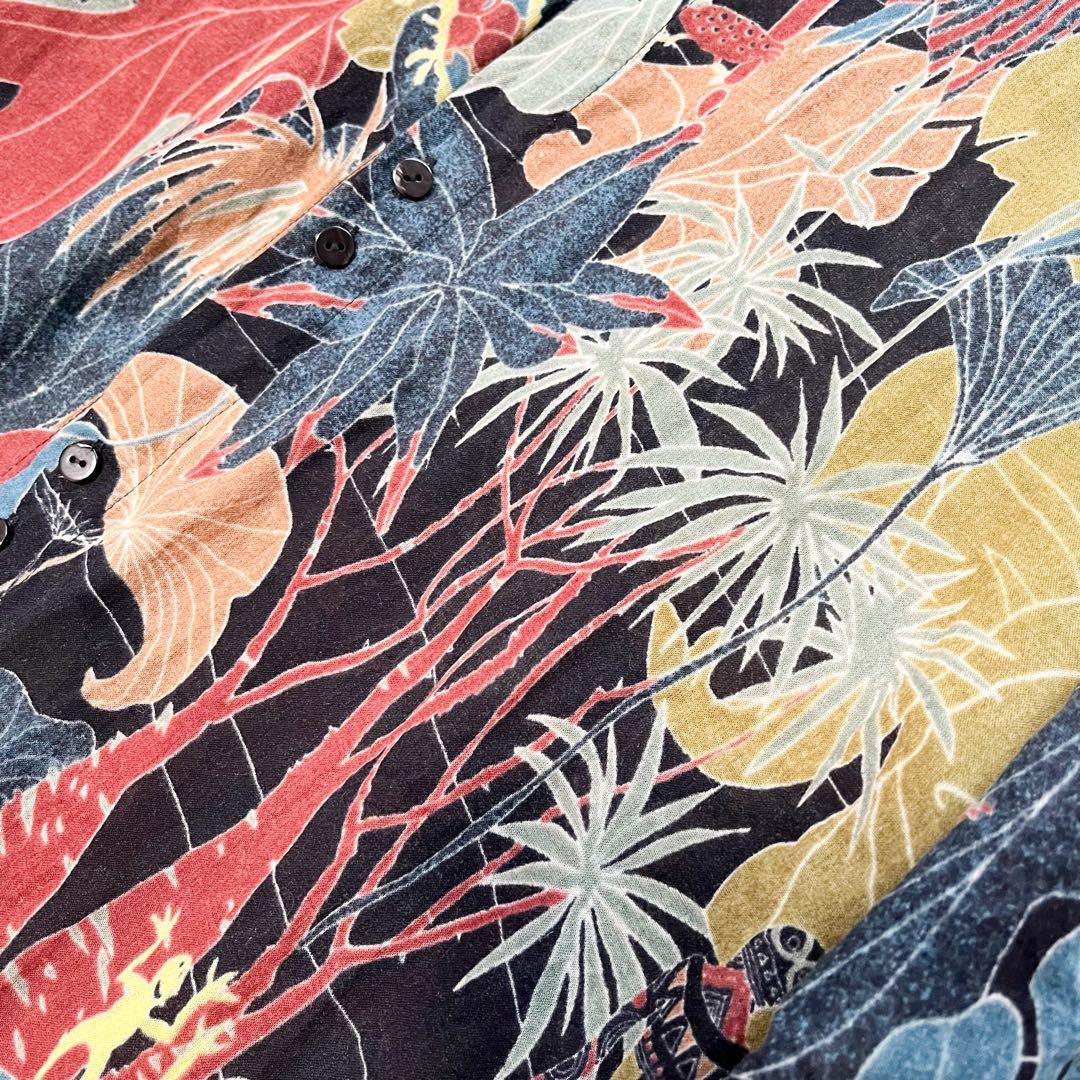 ヨーガンレール　ロングワンピース　動物　葉っぱ　民族　ワニ