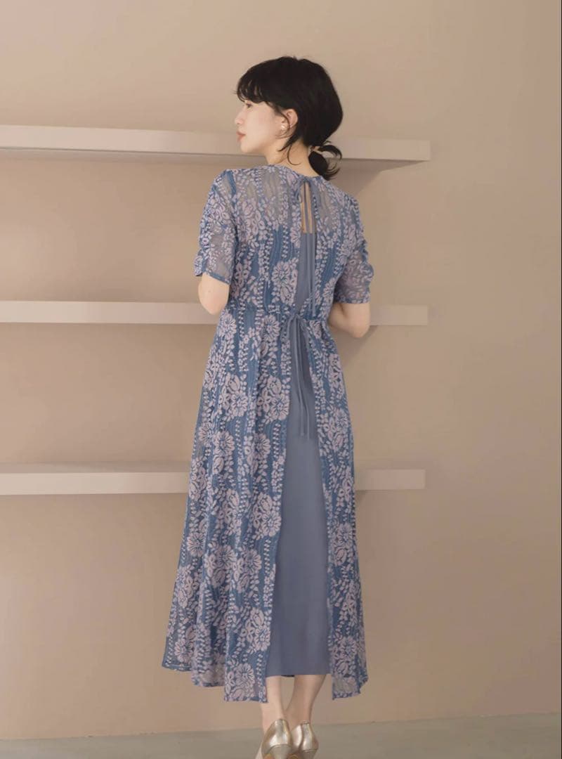 花柄　レースエプロンワンピースkaene 結婚式　パーティー
