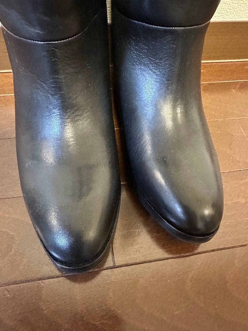 ALPHA CUBICアルファキュービック 本革 インヒール ワイドロングブーツ