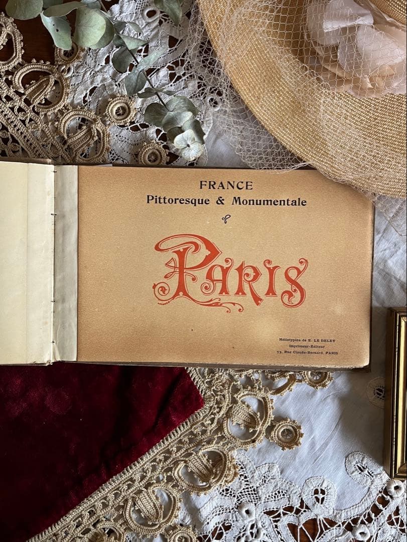 ◆フランスアンティーク1900年初頭パリ写真集ノートルダムルーヴル紙ものアルバム