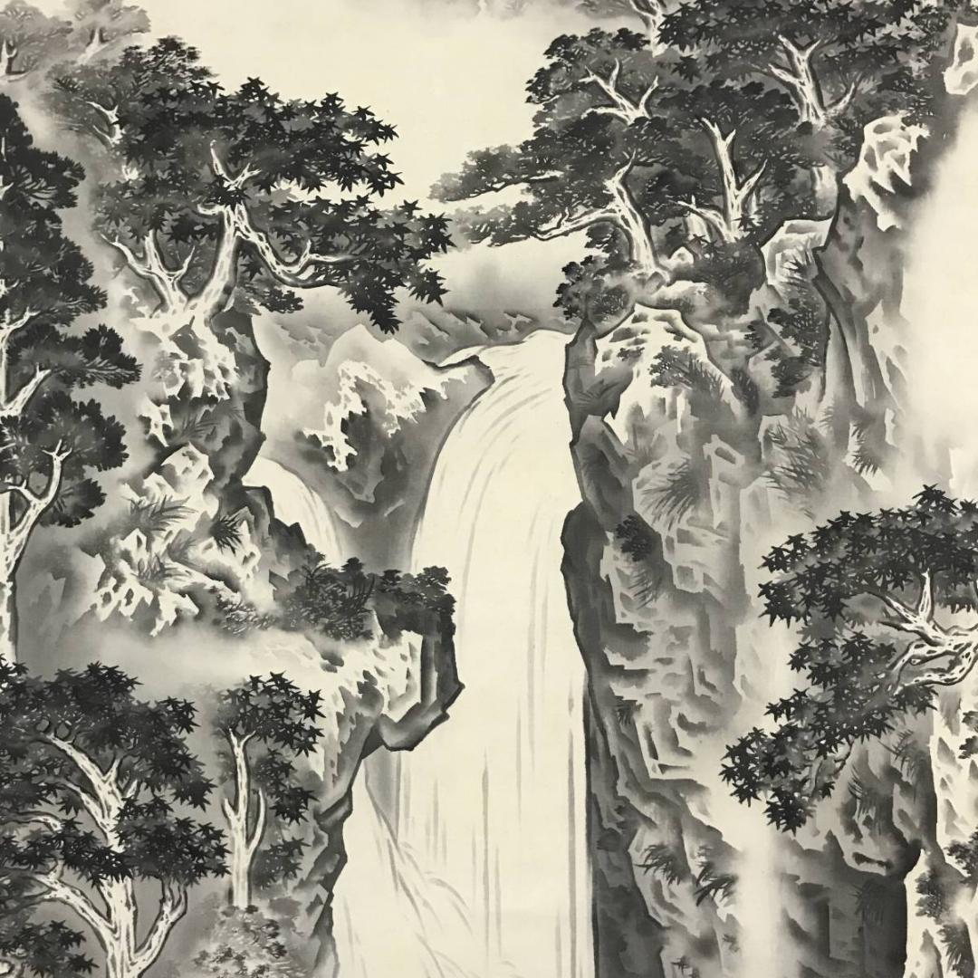 【真作】扶岳/滝図/掛軸/名家伝来/AB-790
