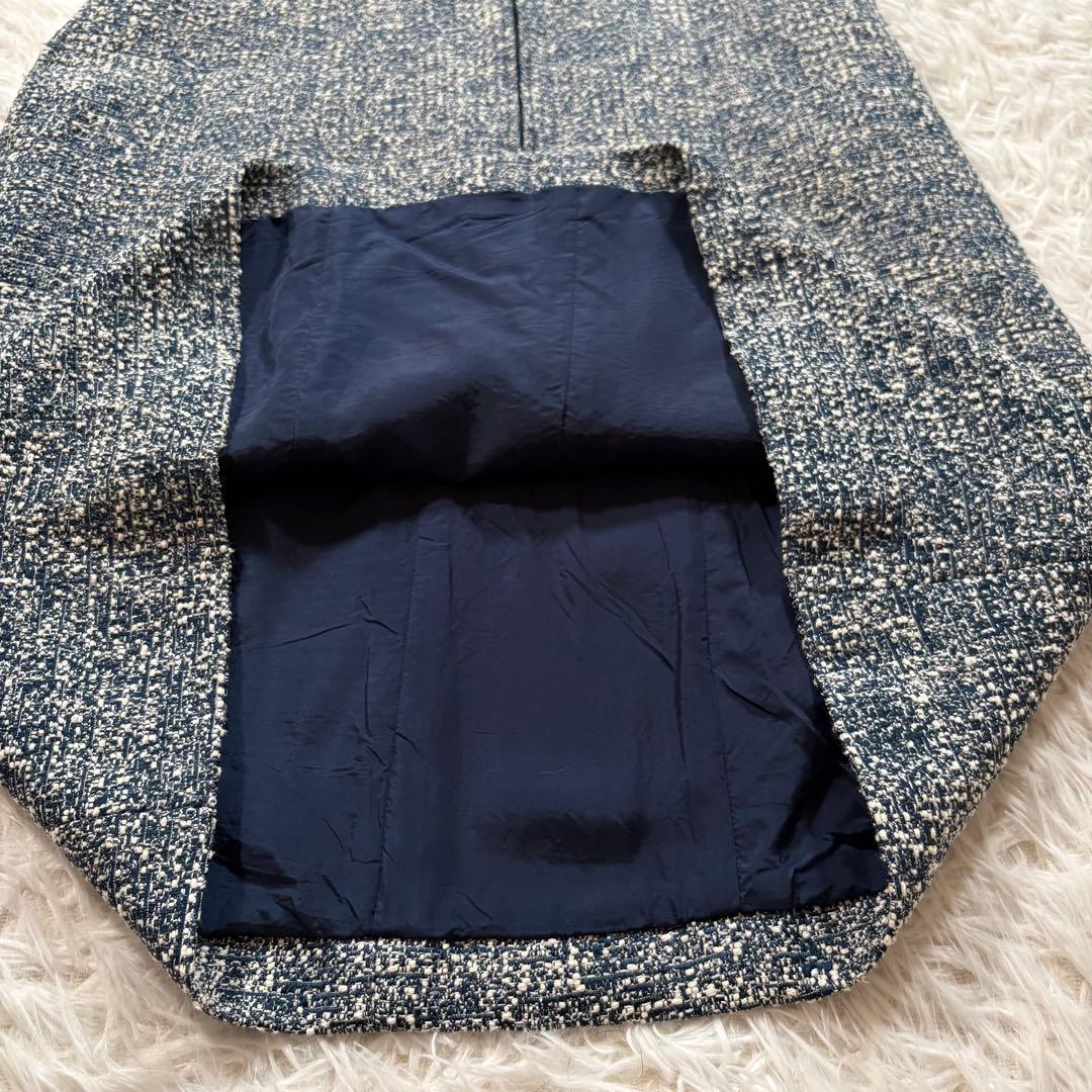 ルネ　ツイード　フリル　ワンピース　ドレス　ビジュー　パール　ブルー系　近年もの