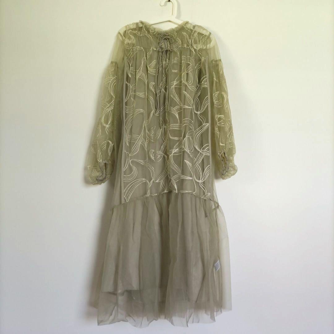 【Dorry Doll / niana】 リボン刺繍 ギャザードレス 結婚式 M