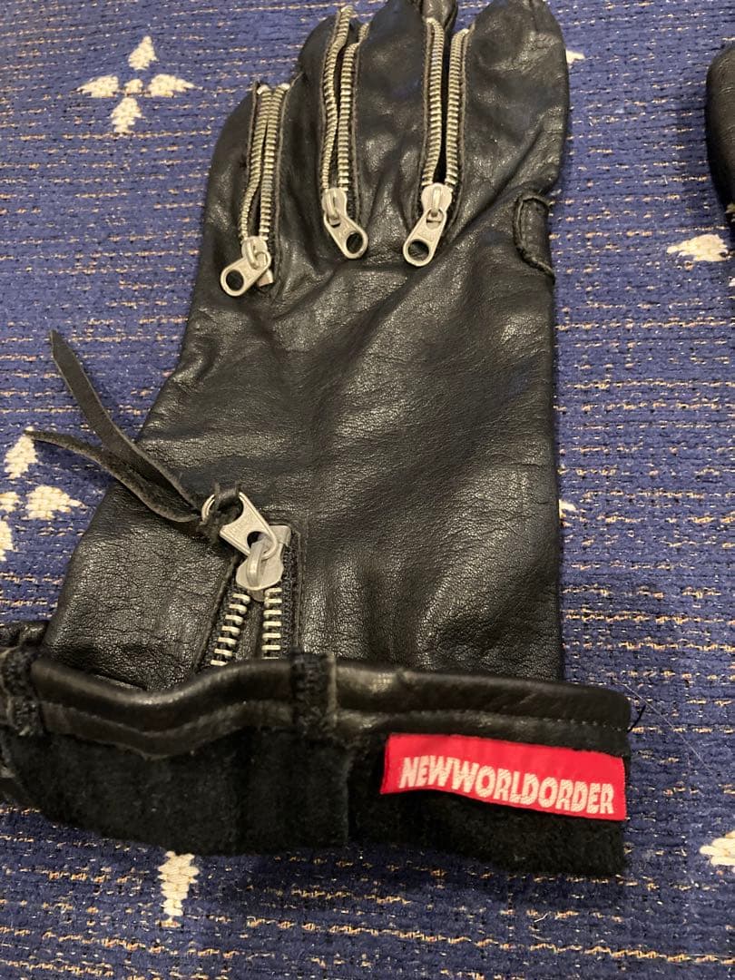 n.w.o 黒レザー ジッパー付きロンググローブ 裏原 vandalize