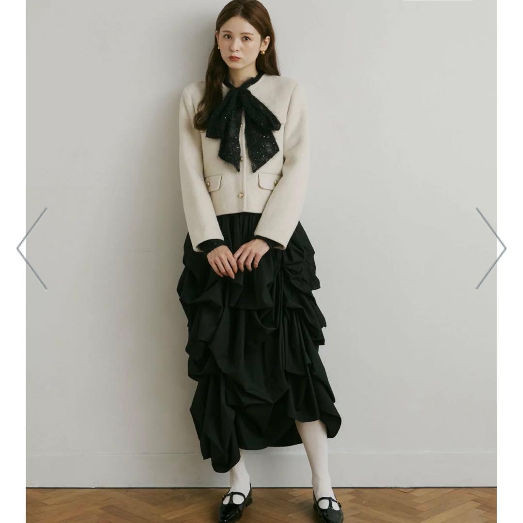 【新品未使用・タグ付き】Olu. スパンコールレースリボンタイブラウス