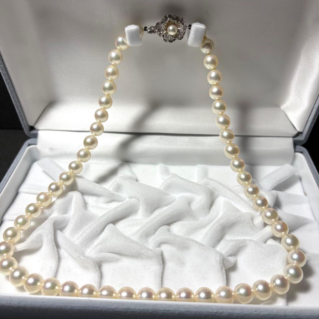 ◆テリ艷やか◆あこや真珠◆パール ネックレス アコヤ真珠 シルバー金具 42cm