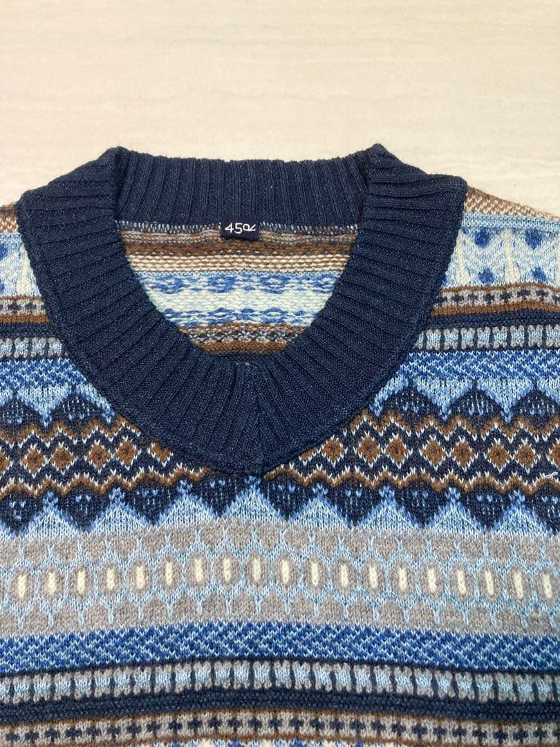 45Rノルディックジャガードの908馬ベスト　インディゴ