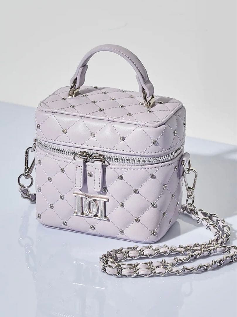 Darich キルティングビジュースクエアミニバッグ パープル