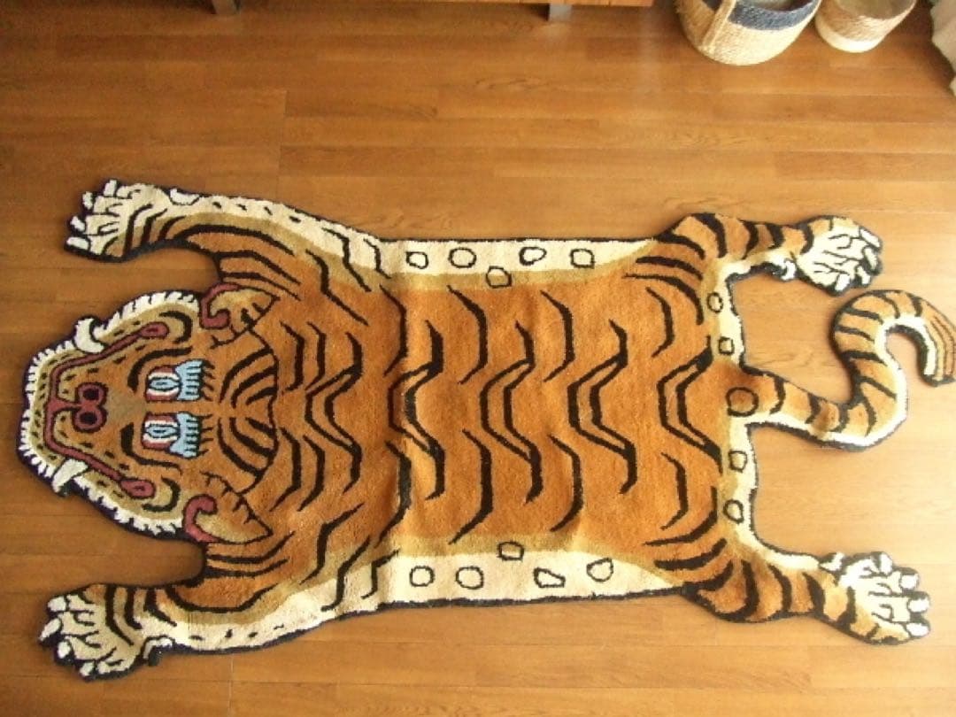 XL/約190cm☆チベタンタイガーラグTibetan Tiger Rugトラ虎
