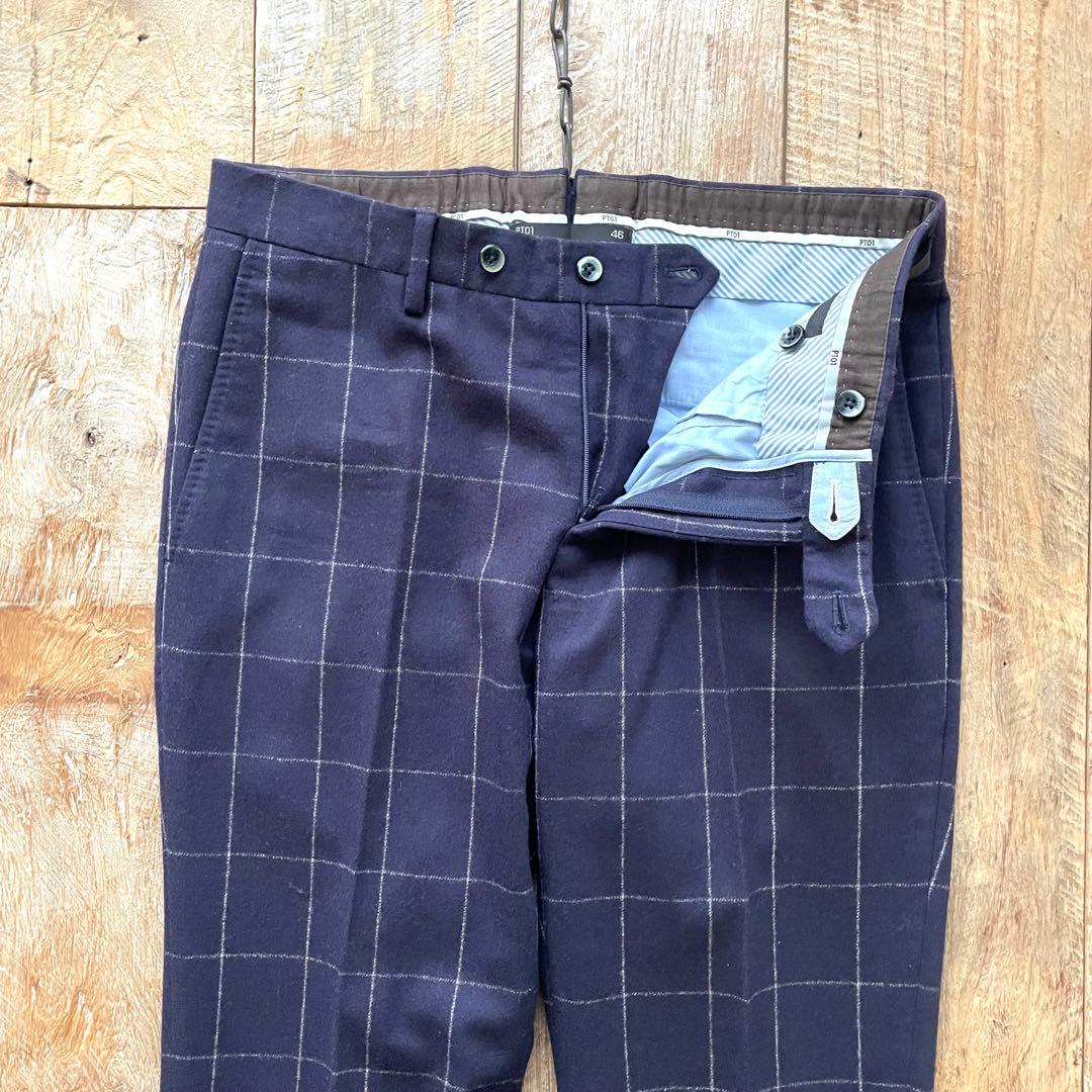 【美品】PT01 EVO FIT テーパード ウール スラックス パンツ 46