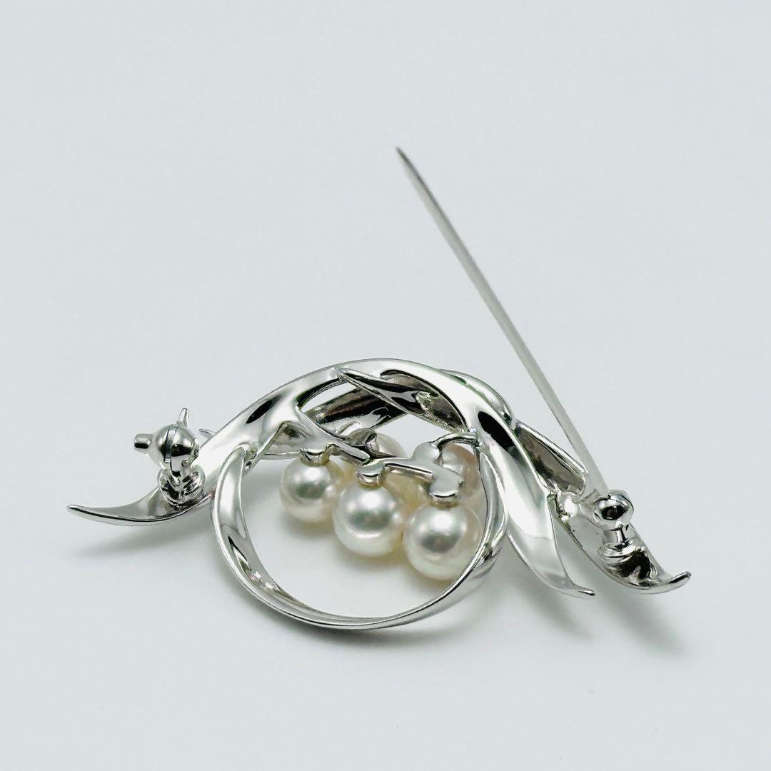 MIKIMOTO ミキモト　シルバーブローチ　アコヤ　真珠　パール　5珠