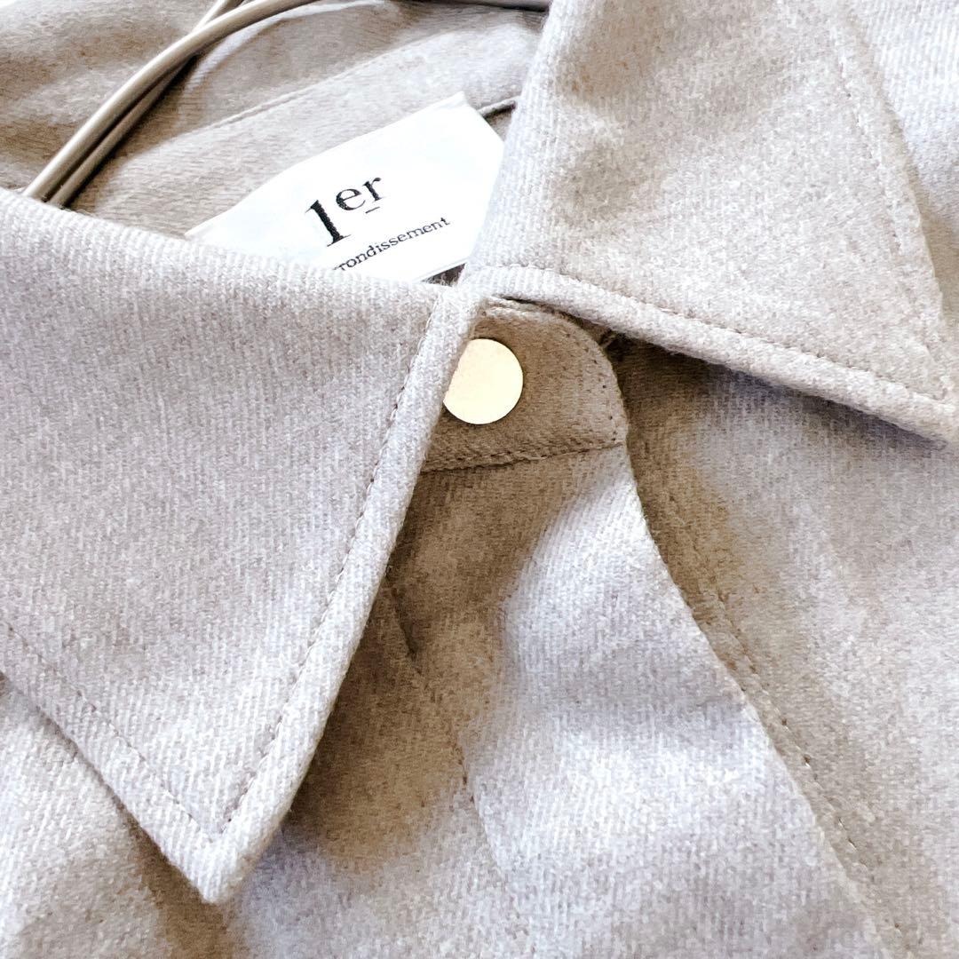 【良品】プルミエアロンディスモン サキソニーワンピース　ウール ベージュ　38