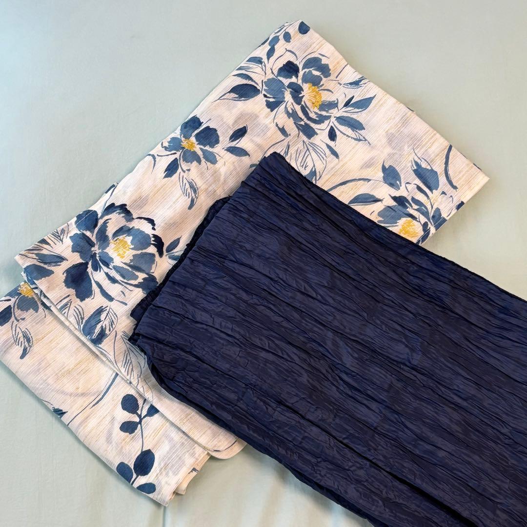 【美品】Dita「泡沫の花しらべ」浴衣5点セット 下駄＆腰紐は新品 セット販売