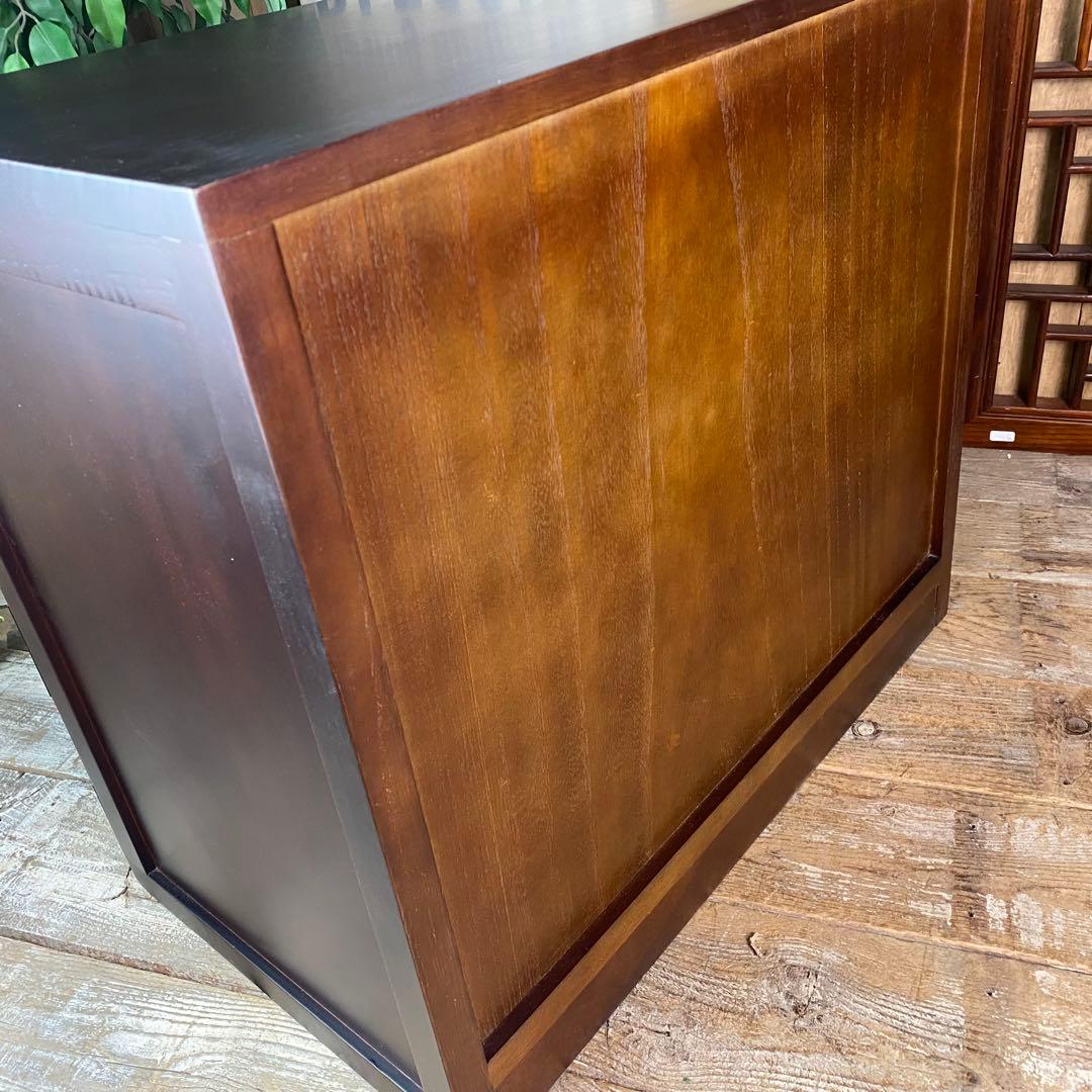 訳あり品！【75】民芸木製桐材天然無垢和箪笥引き戸付き収納家具和タンス飾り棚和室