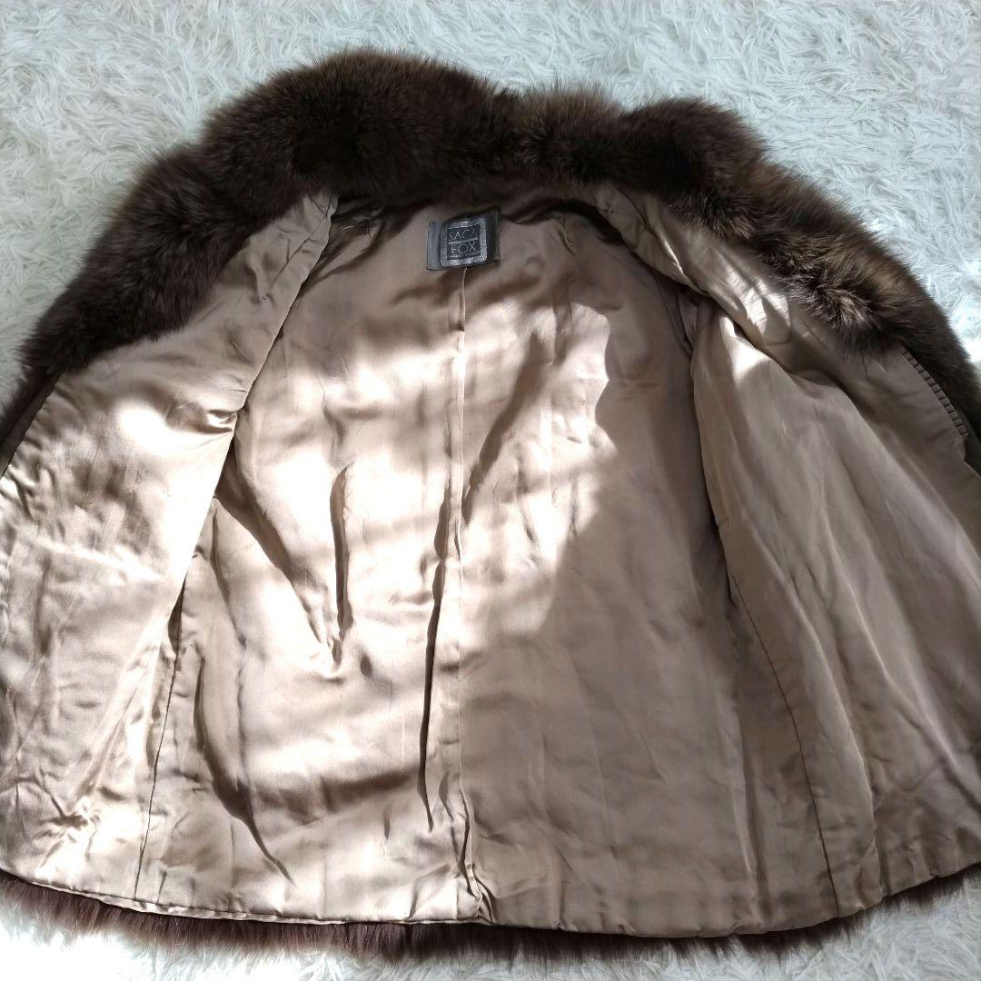 極美品　SAGAFOX サガフォックス　毛皮　コート　ミドル丈 ブラウン　茶