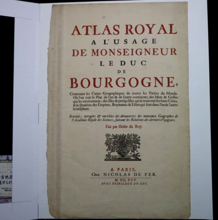 kico　西洋古地図　1695年　地図帳のタイトルページ　活版印刷・銅版画