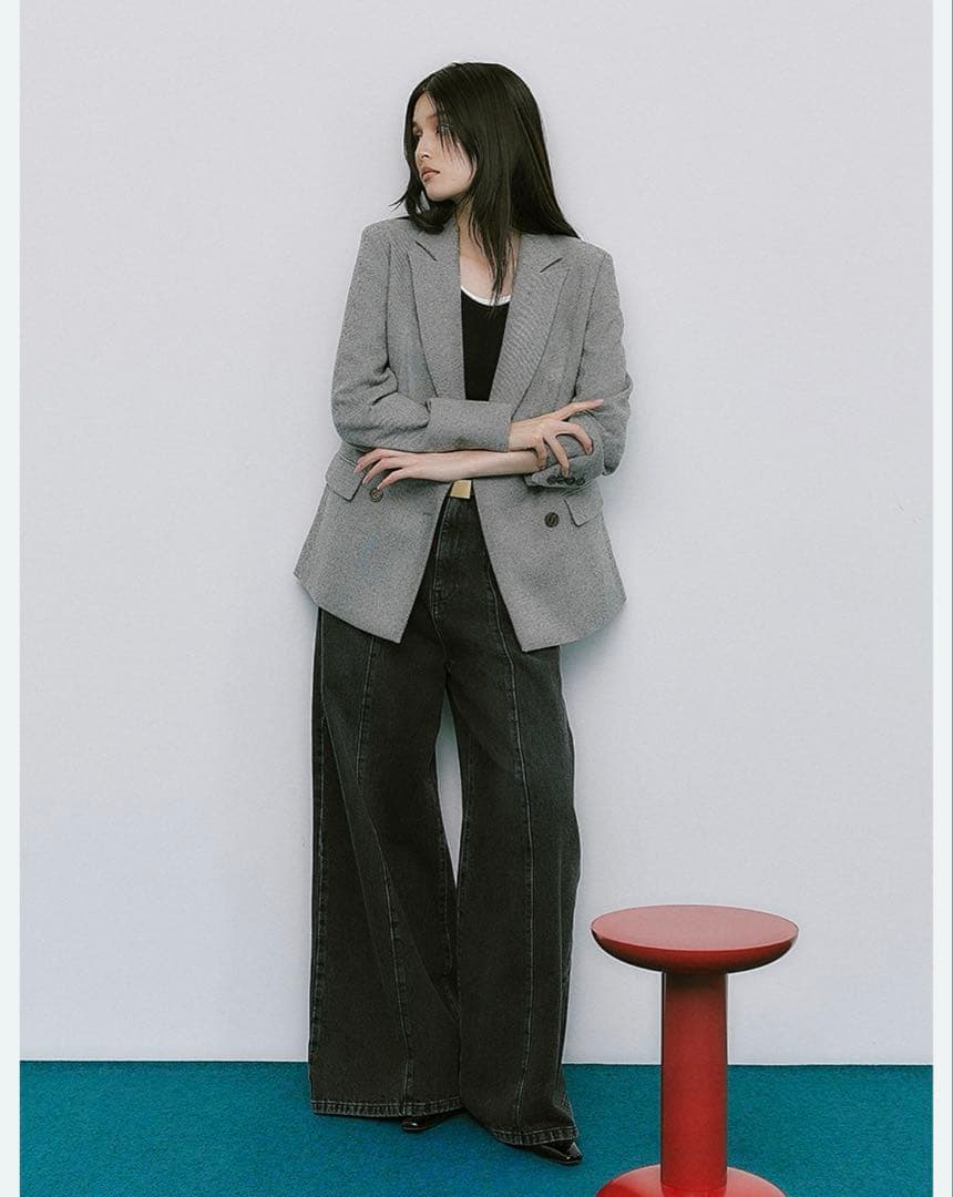 FRAY I.D ダブルベルトセンターラインデニム　1 ブラック