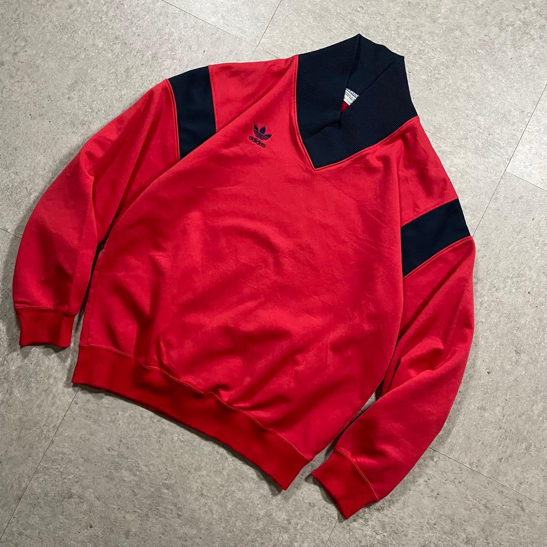 80s adidasデサント製 トレフォイルロゴ スウェット プルオーバー 古着