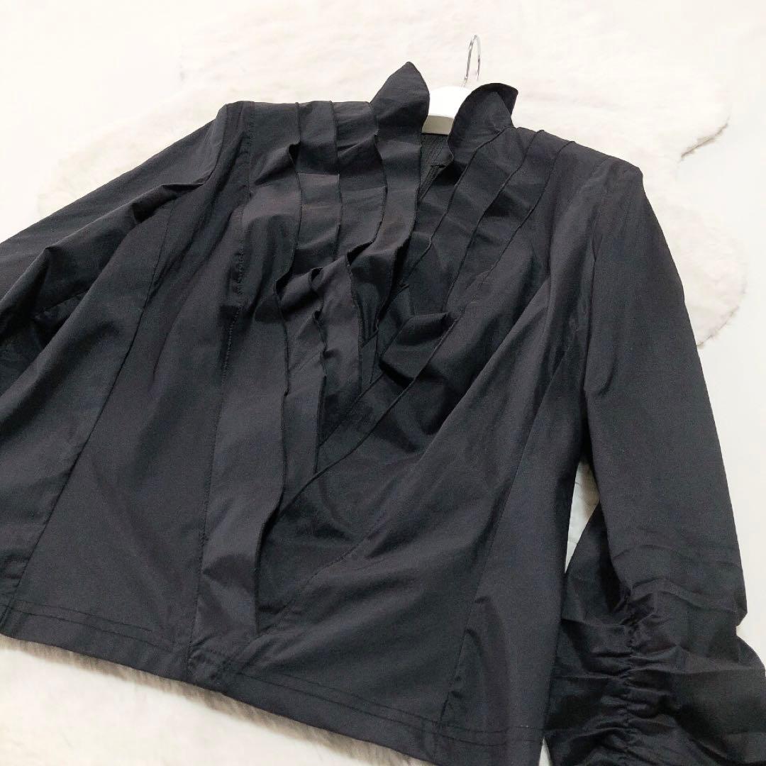 タダシショージ*フリルブラウス　長袖　スタンドカラー　ブラック　6