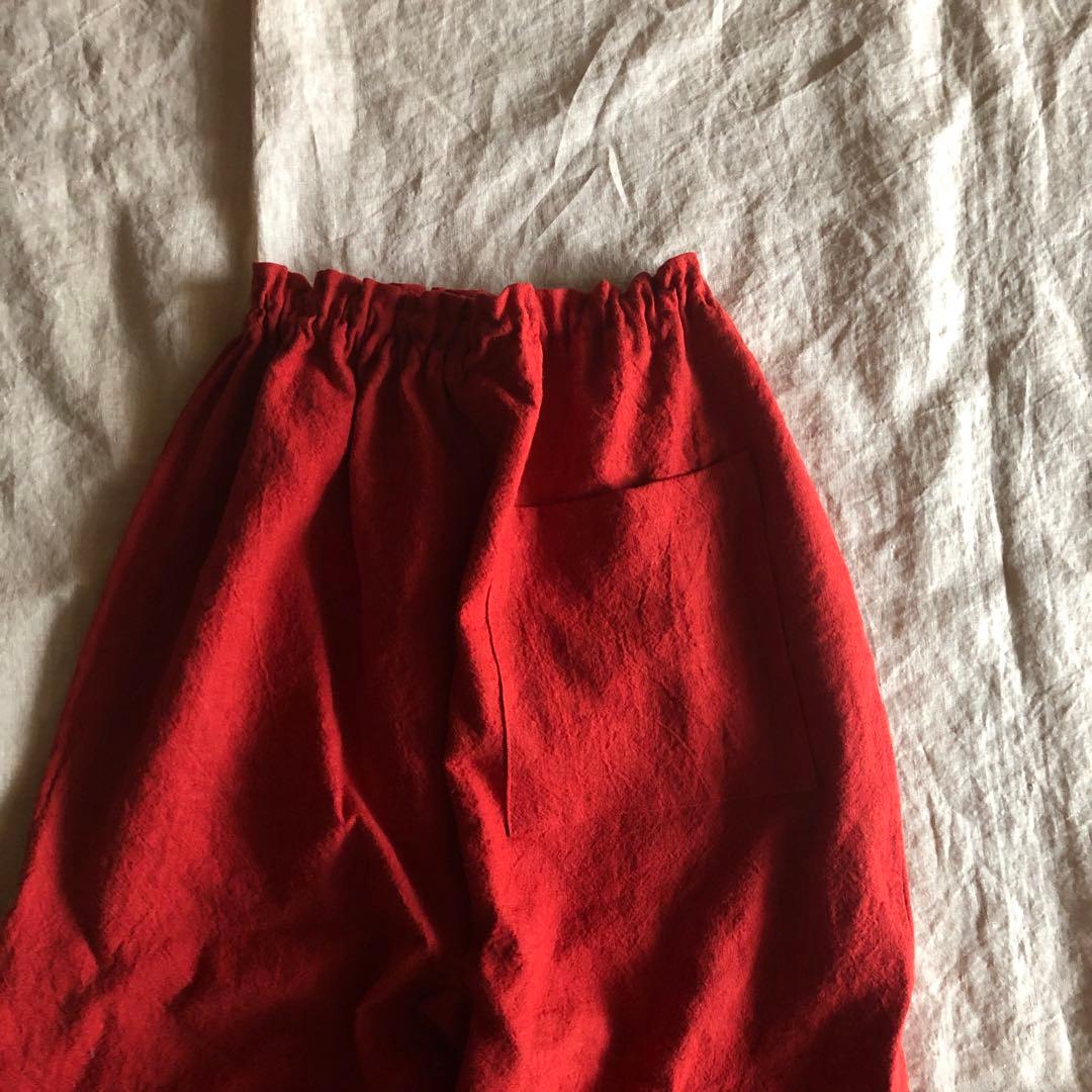 ヨ*コ様 リネンウールの短めもんぺ　レッド