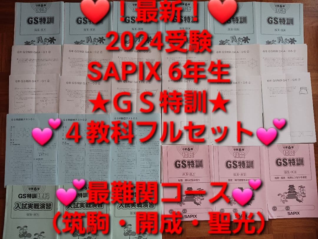 【★2024受験】【入試実践】Sapix6年 ４教科フルセット ＧＳ特訓