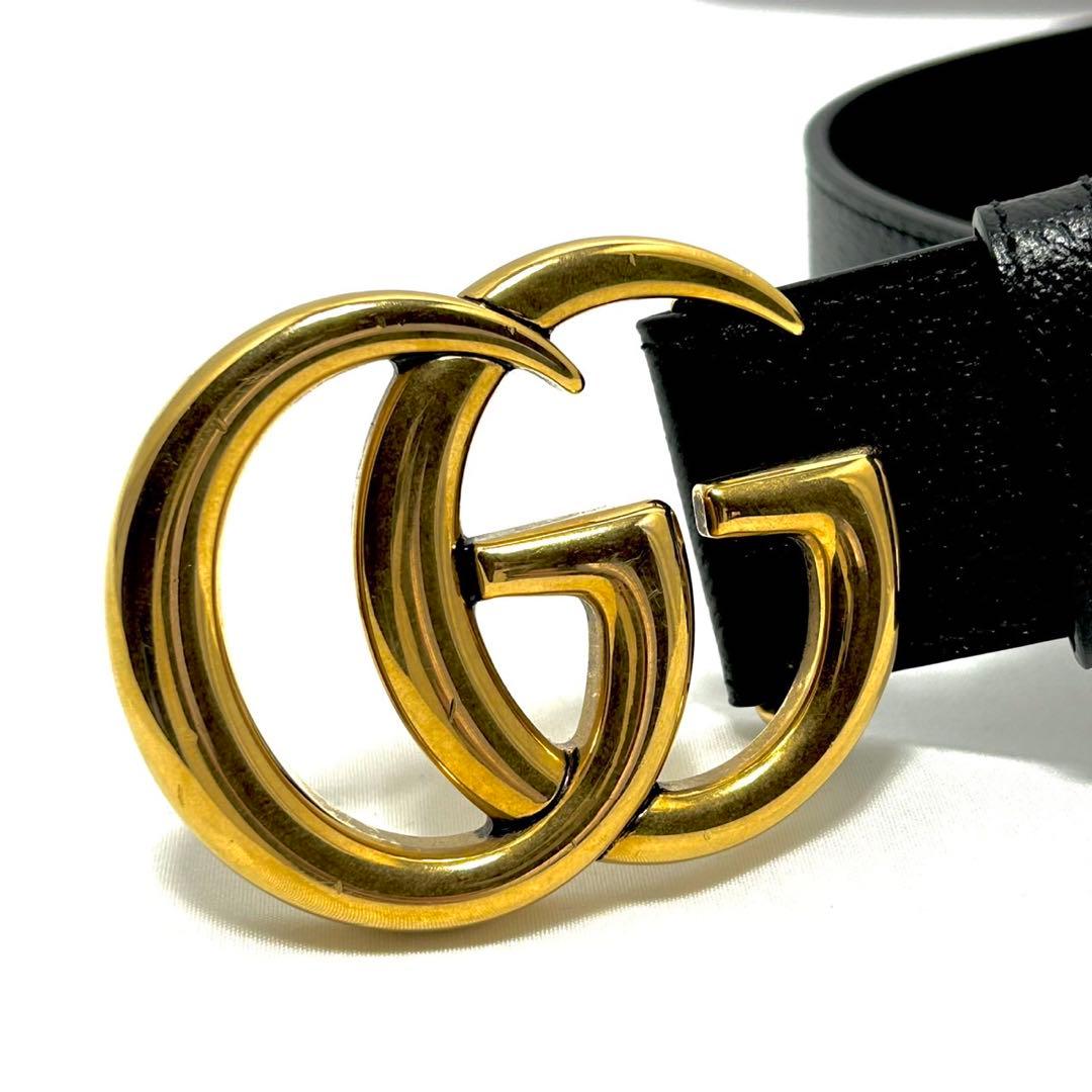 グッチ アディダス コラボ 限定 GGマーモント レザーベルト ブラック 黒色