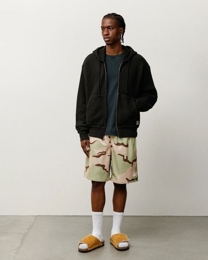 トップス stussy double layer waffle zip hoodie