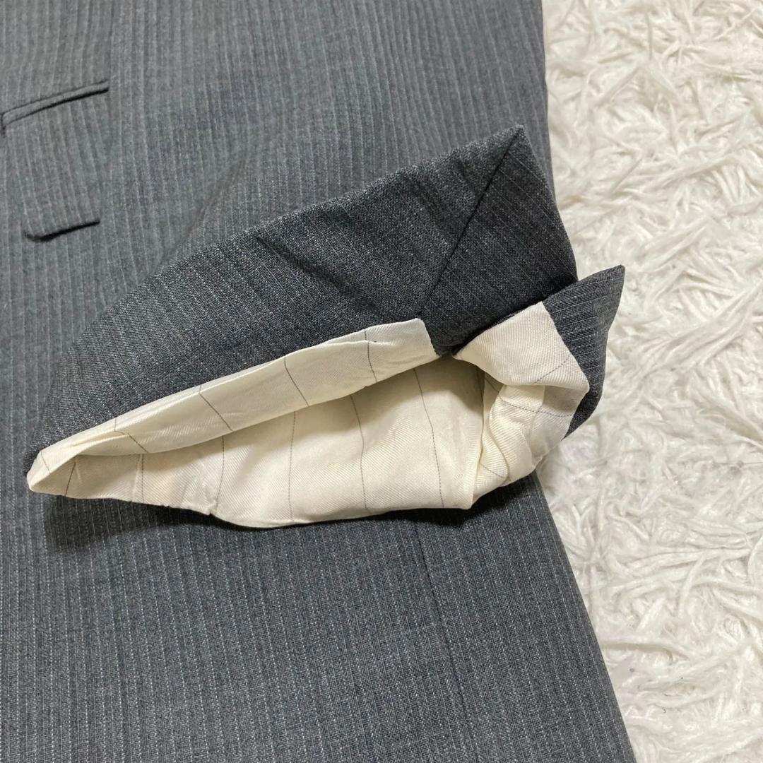 13272✨プラダ スーツ セットアップ ウール100% グレーストライプ 44