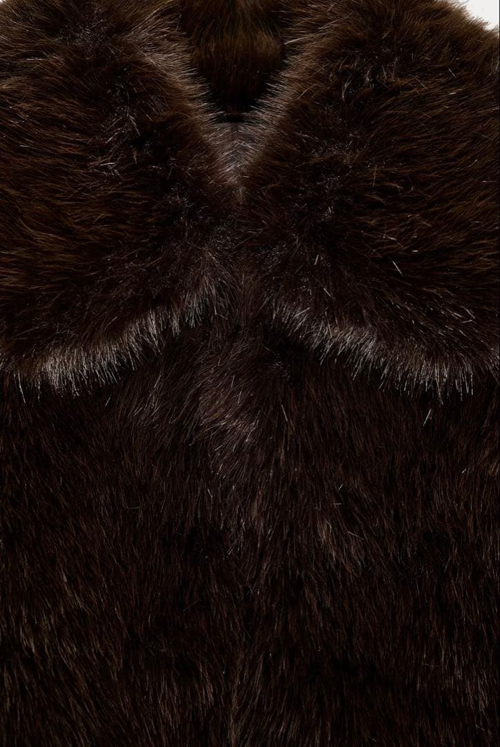 未使用ZARA フェイクファーラペルショートコートブラウン s