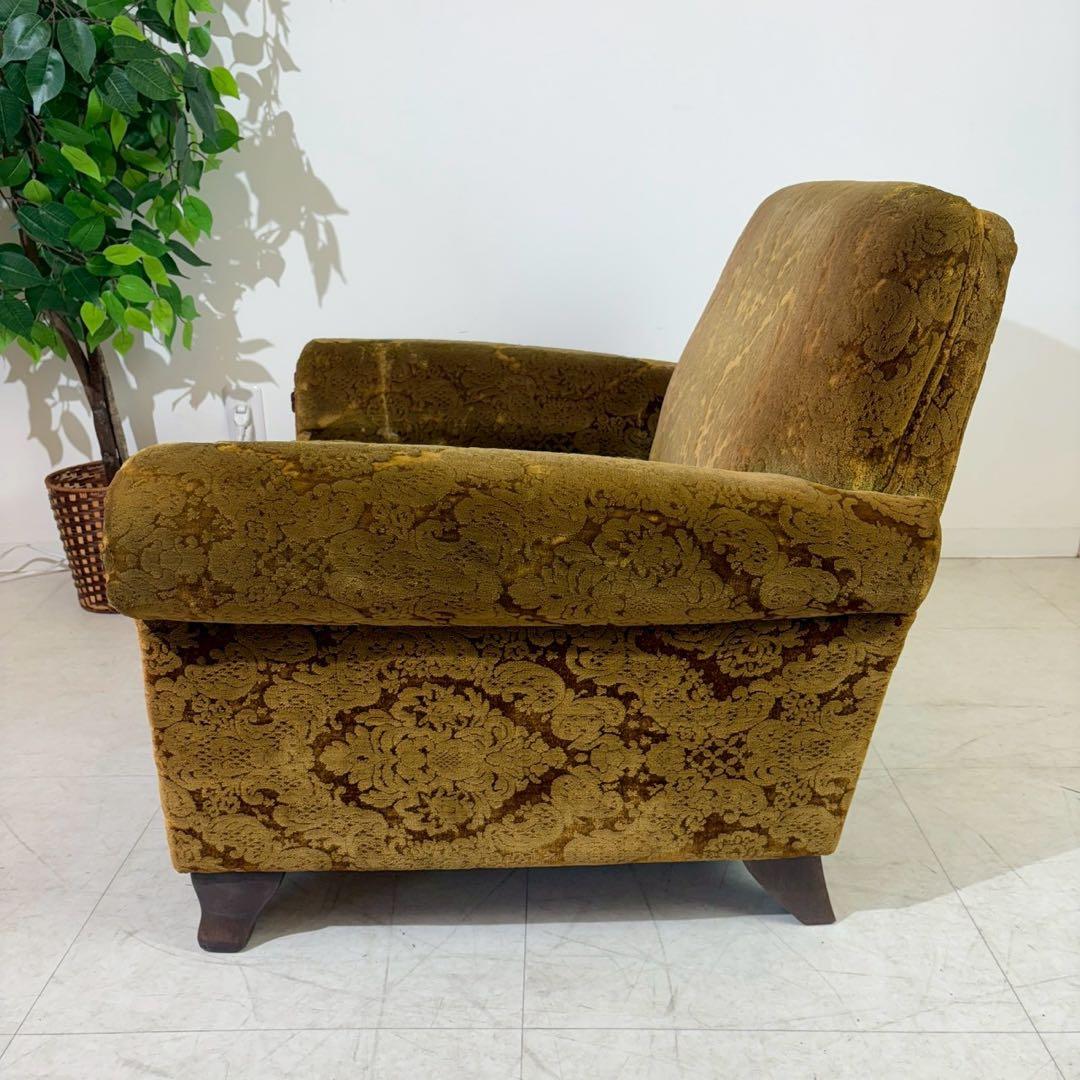 昭和レトロ 1人掛け ソファー　ダマスク柄 花柄 アームチェア アンティーク