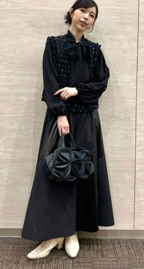 スコットクラブ系列⭐FENNEL ⭐ドットツイードショートジレ ブラック