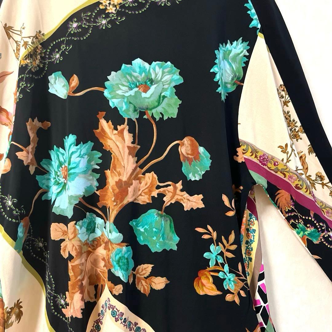 ETRO エトロ 長袖 クールネック 花柄 ストレッチ 46大きいサイズ