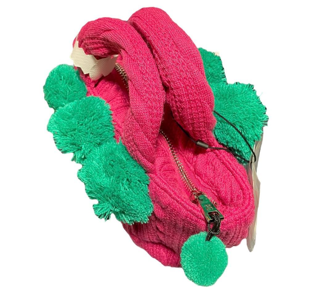 新品 未使用 PEARLY GATES ケーブルニット カートバッグ ピンク