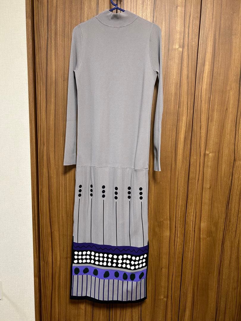 美品★ ミックスドットジャカードニットワンピース