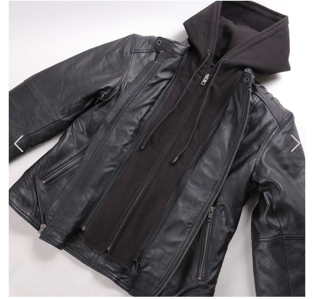 DEGNER デグナーシングルライダースジャケットフーディジャケット　2way