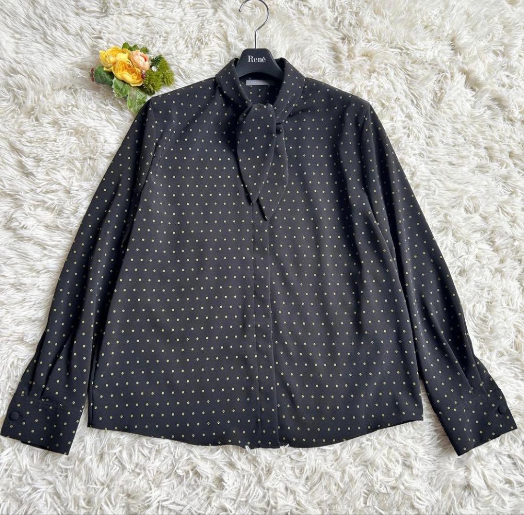 未使用級♡セオリーリュクス ブラウス ボウタイ ドット柄