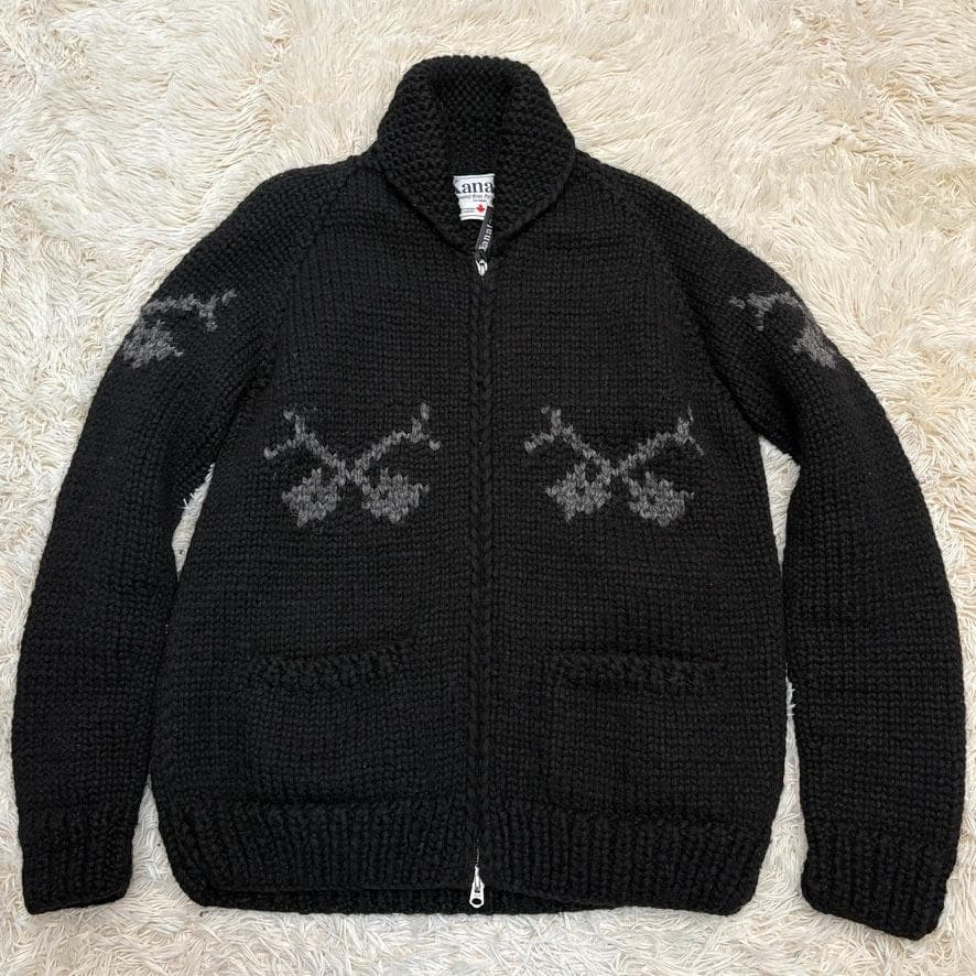 希少　Kanata　カナダ製　ハンドニット スカル 別注モデル　カウチンセーター