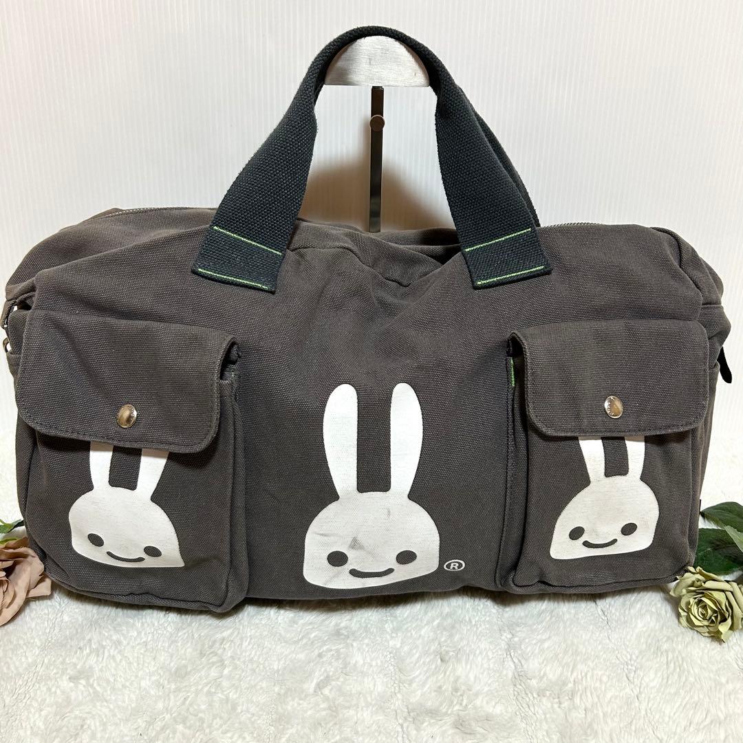 【完売品】CUNE キャンバスショルダーバッグ うさぎいっぱい ポケット多数