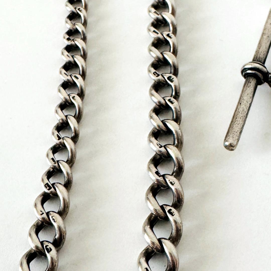 1890年★英国★アルバートチェーン/純銀製/アンティーク