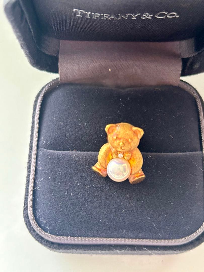 １８k本真珠　テディベア　ブローチ