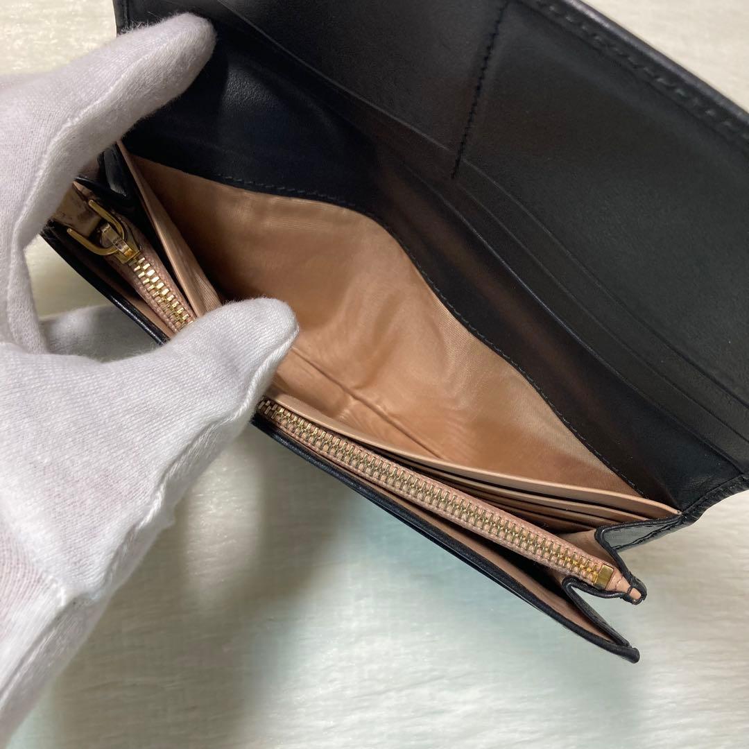 本日限定　美品　PRADA プラダ　二つ折り　財布　長財布　付属品　黒　バイカラ