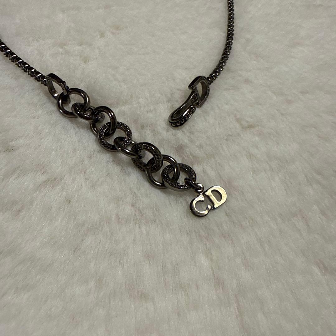 Dior クリスチャンディオール　リボンCD ネックレス ストーン