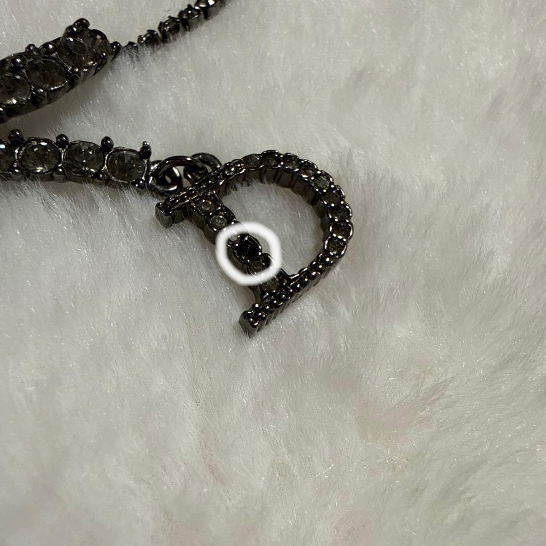 Dior クリスチャンディオール　リボンCD ネックレス ストーン