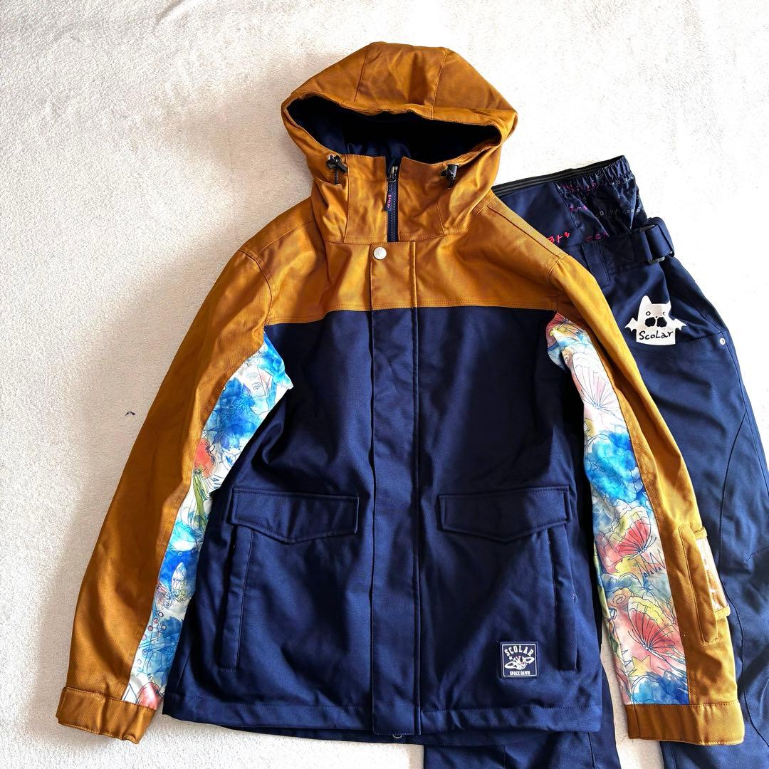 美品　ScoLarスキー・スノーボードウェア　ネイビー×ブラウン