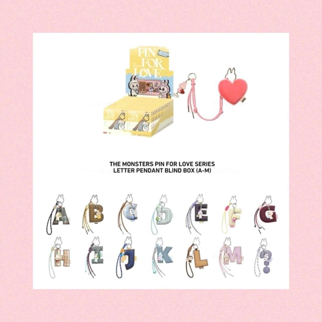 【T】ラブブ　(2点セット) 　LABUBU イニシャル ぬいぐるみ ストラップ