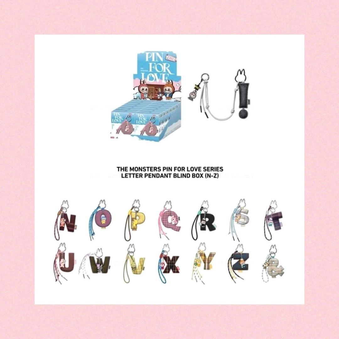 【T】ラブブ　(2点セット) 　LABUBU イニシャル ぬいぐるみ ストラップ